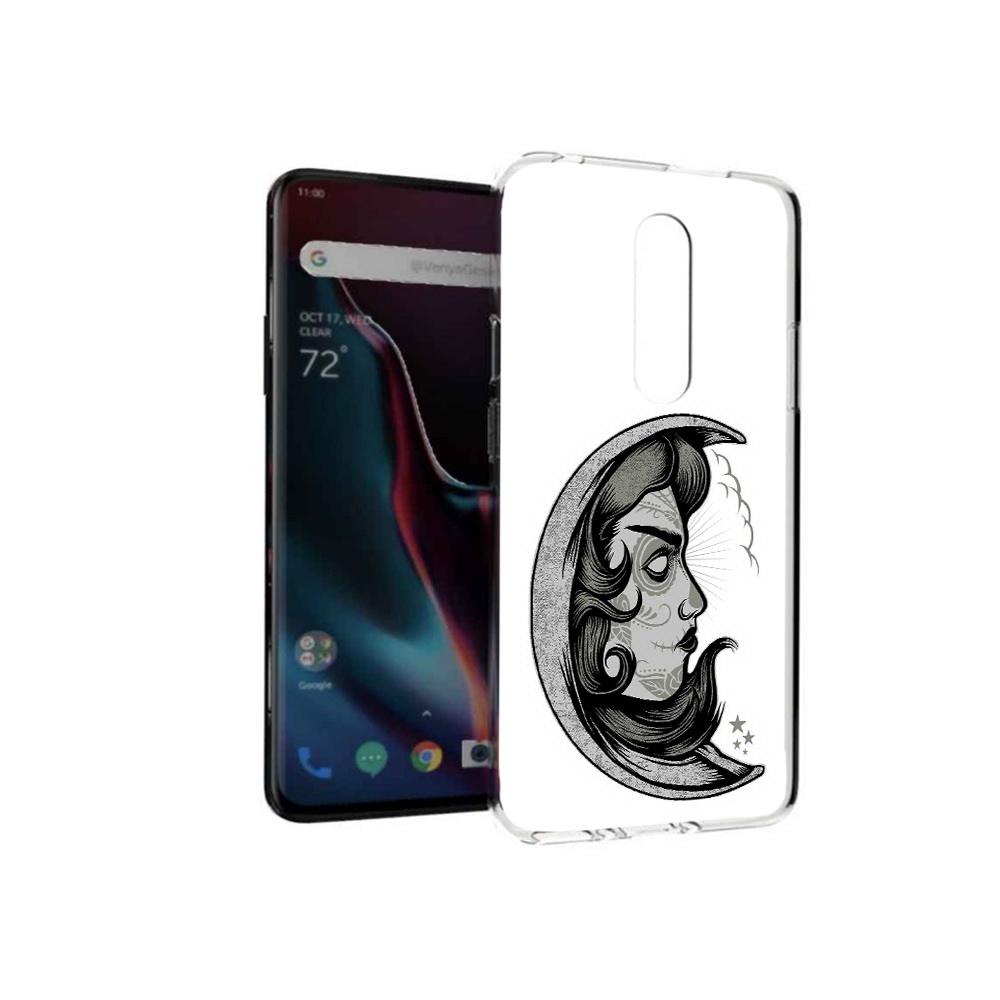 

Чехол MyPads Tocco для OnePlus 7 Pro черно белая луна с лицом (PT139735.130.680), Прозрачный, Tocco