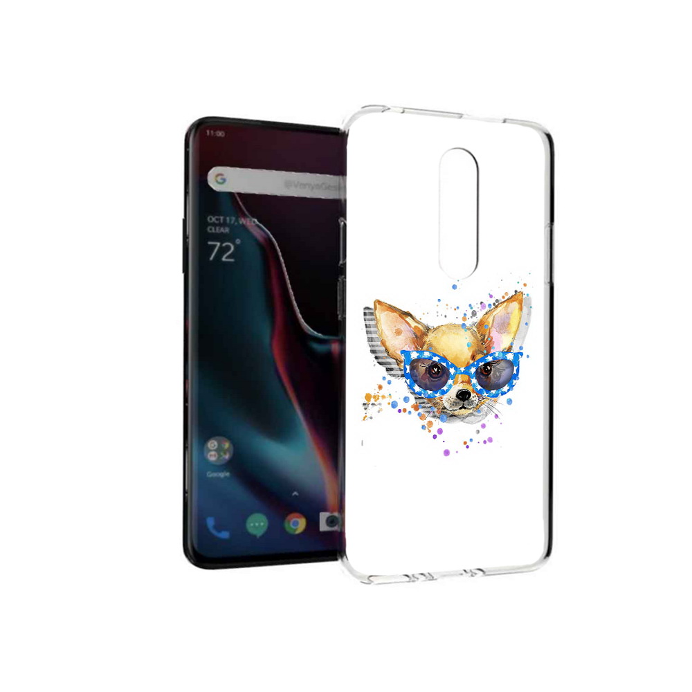 

Чехол MyPads Tocco для OnePlus 7 Pro чихуа-хуа в очках (PT139735.130.691), Прозрачный, Tocco
