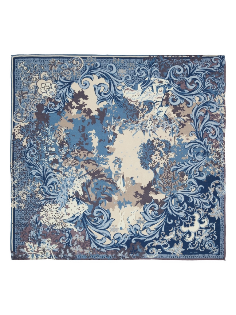 

Платок женский Eleganzza JG43-8416 голубой, 110x110 см, JG43-8416