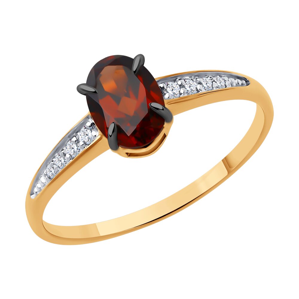 

Кольцо из золота р.  Diamant 51-310-01933-4, фианит\гранат, 51-310-01933-4