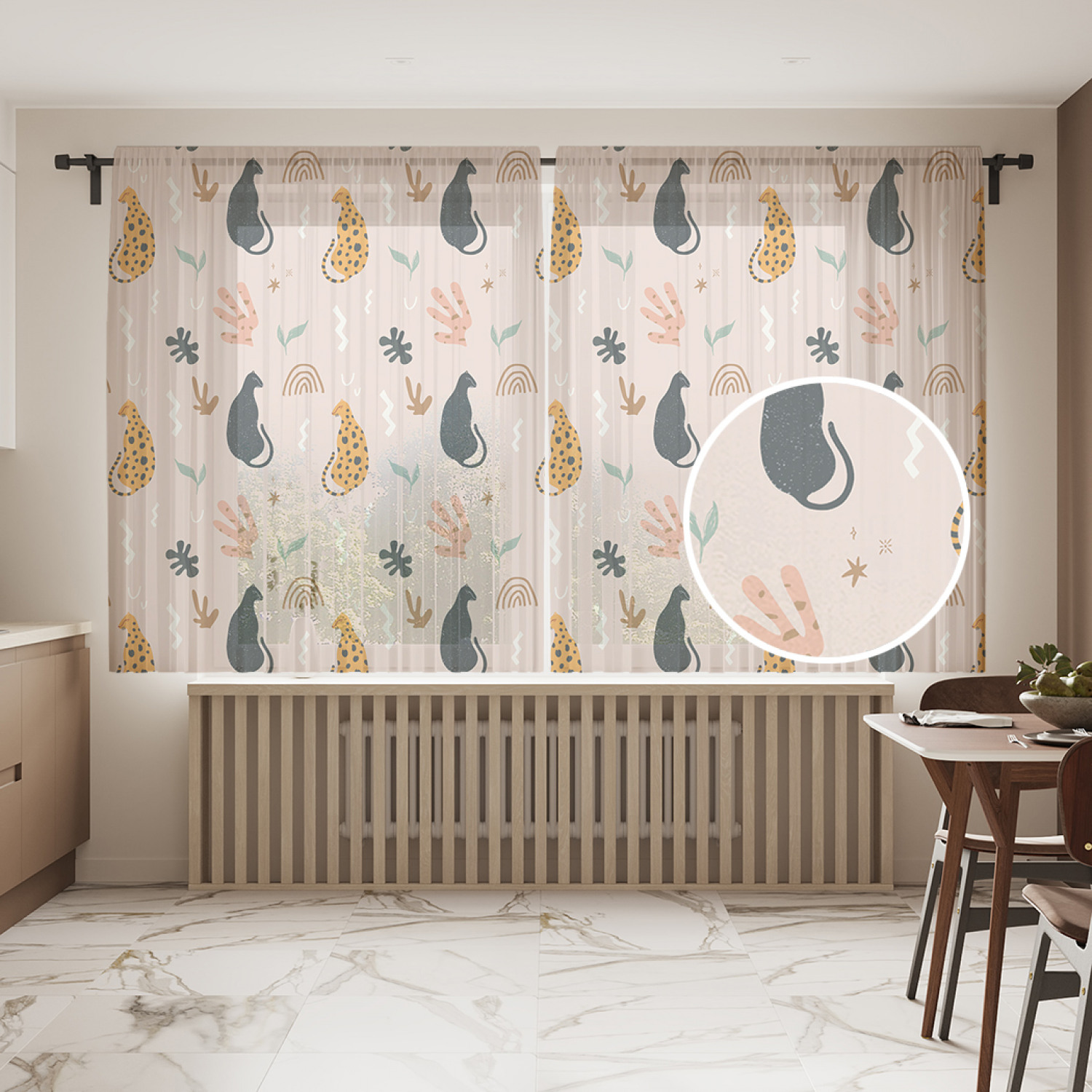 

Шторы и тюль JoyArty Цитрусовое настроение tul_413985_145x180, Леопард и пантера