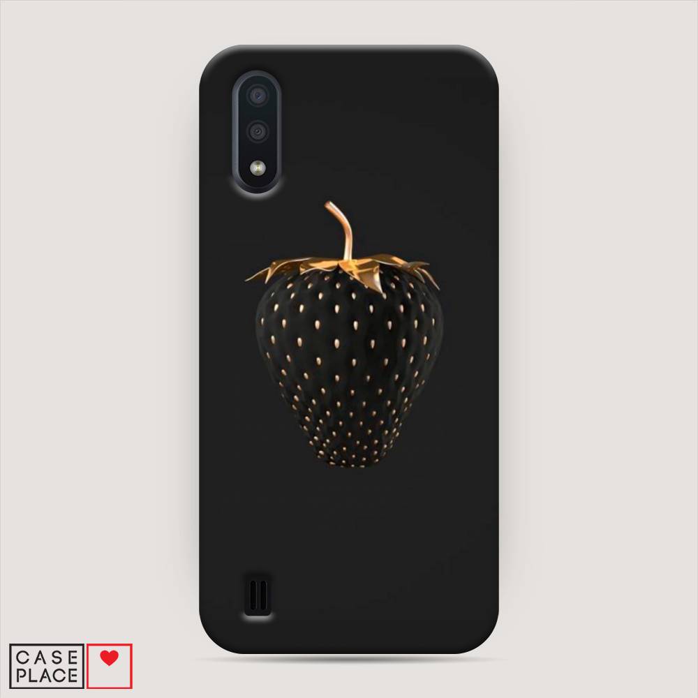 

Пластиковый чехол "Черно-золотая клубника" на Samsung Galaxy A01