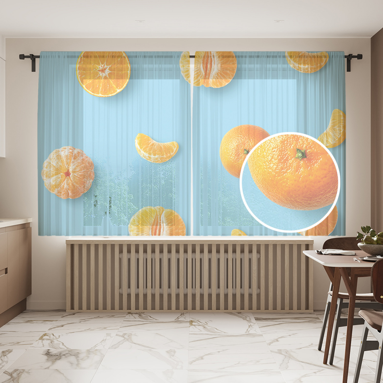

Шторы и тюль JoyArty День Маргариты tul_414030_145x180, Дольки мандарина