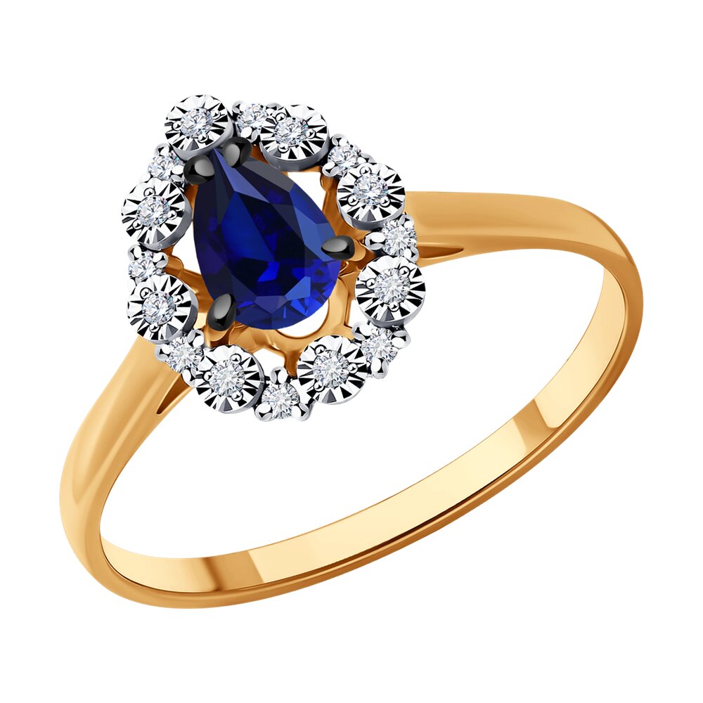 

Кольцо из комбинированного золота р. 18 Diamant 51-210-01948-1, бриллиант\сапфир, 51-210-01948-1