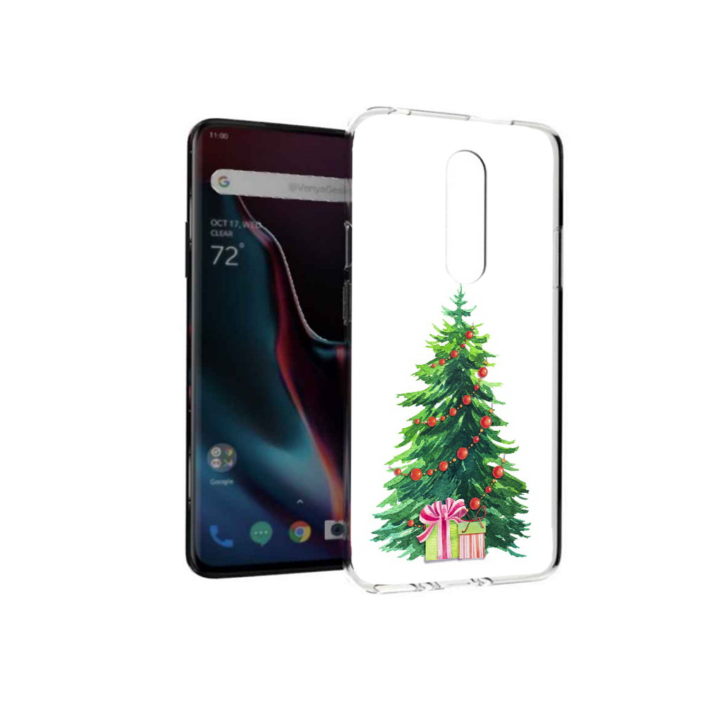 Чехол MyPads Tocco для OnePlus 7 Pro Елка новогодняя с подарками акварель
