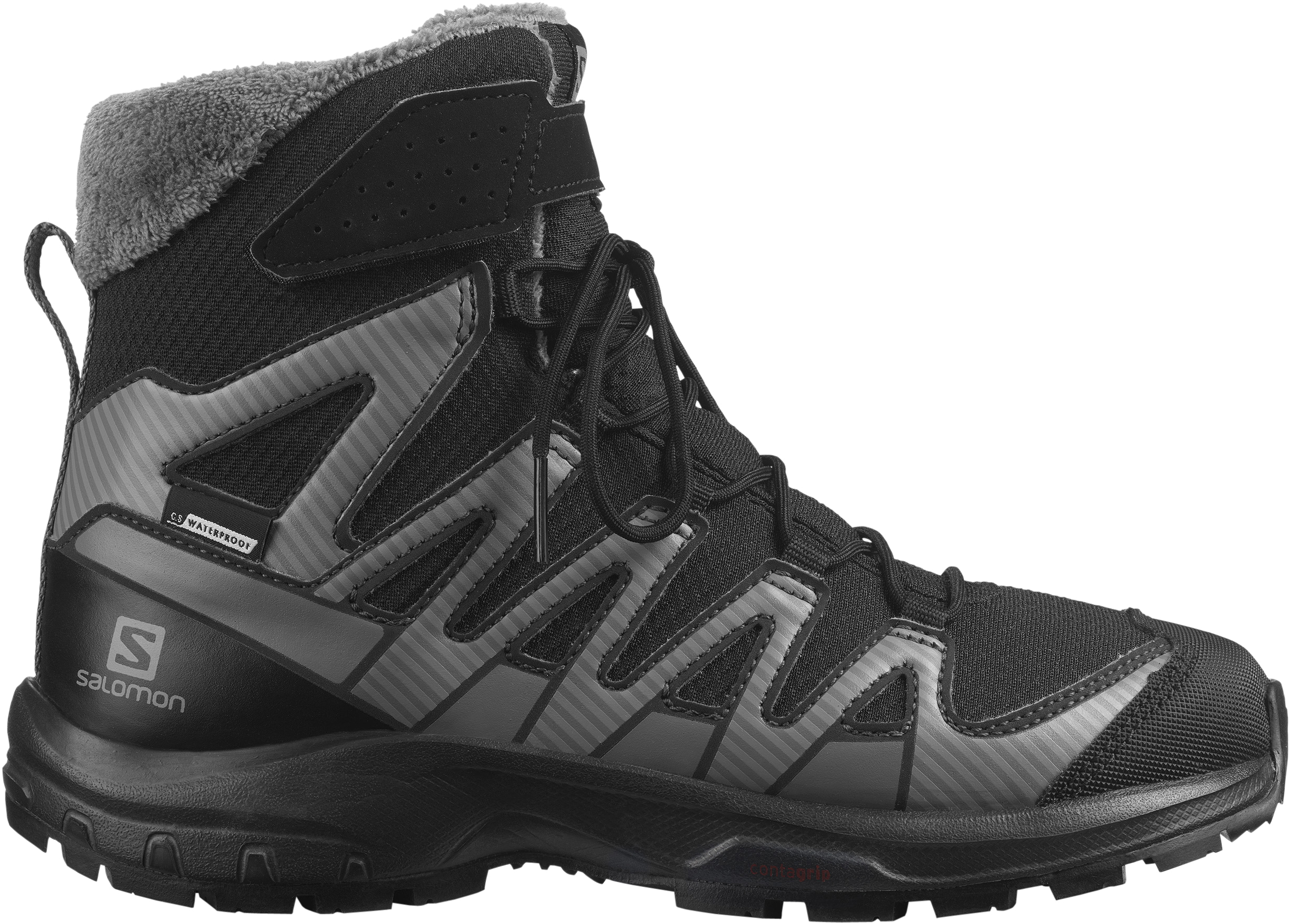 Ботинки Salomon Xa Pro V8 Winter Cswp J Black/Phantom/Quiet Shade р. 33 скандинавские палки berger phantom 3 секционные 67 135 см карбон серый желтый