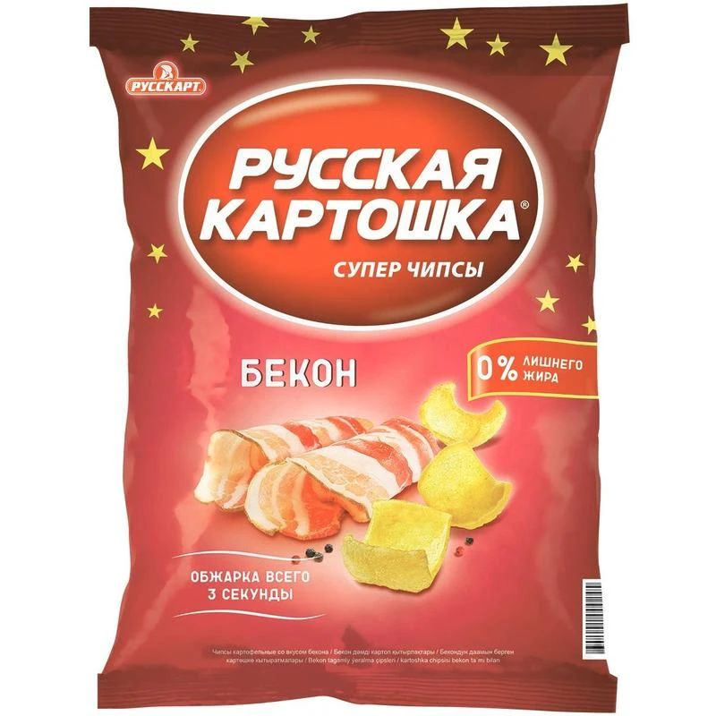 Чипсы Русская картошка картофельные, со вкусом бекона, 80 г