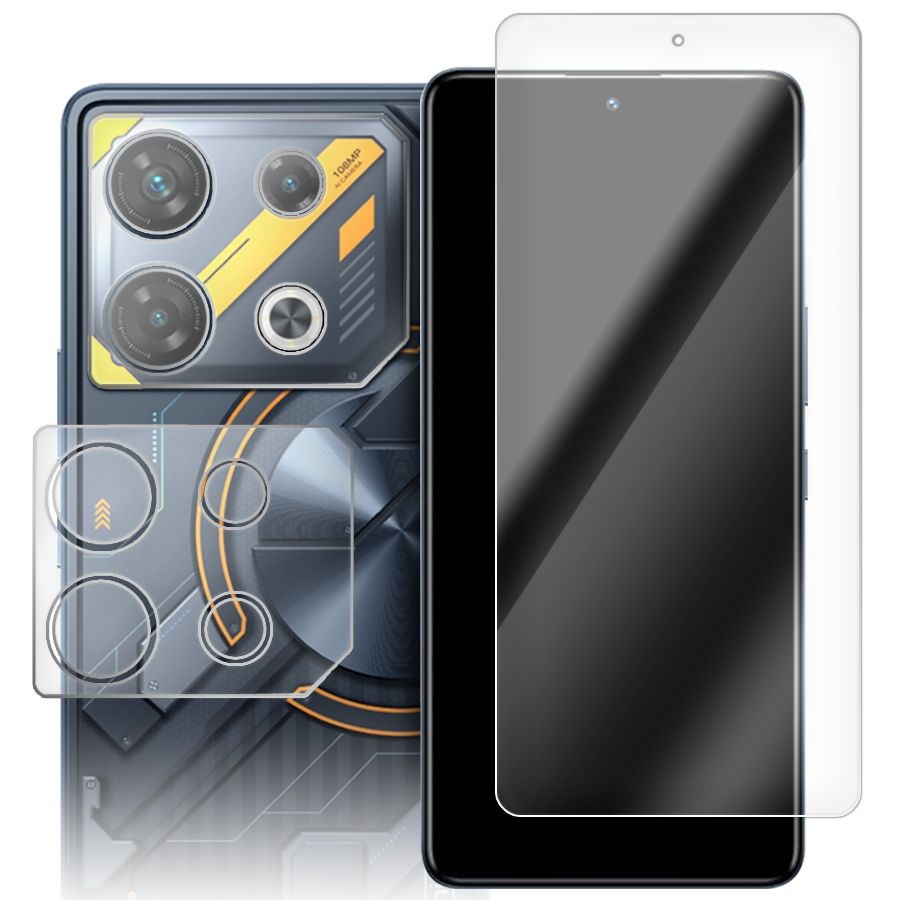 

Стекло защитное гибридное Krutoff для Infinix GT 10 Pro + защита камеры (2шт.)