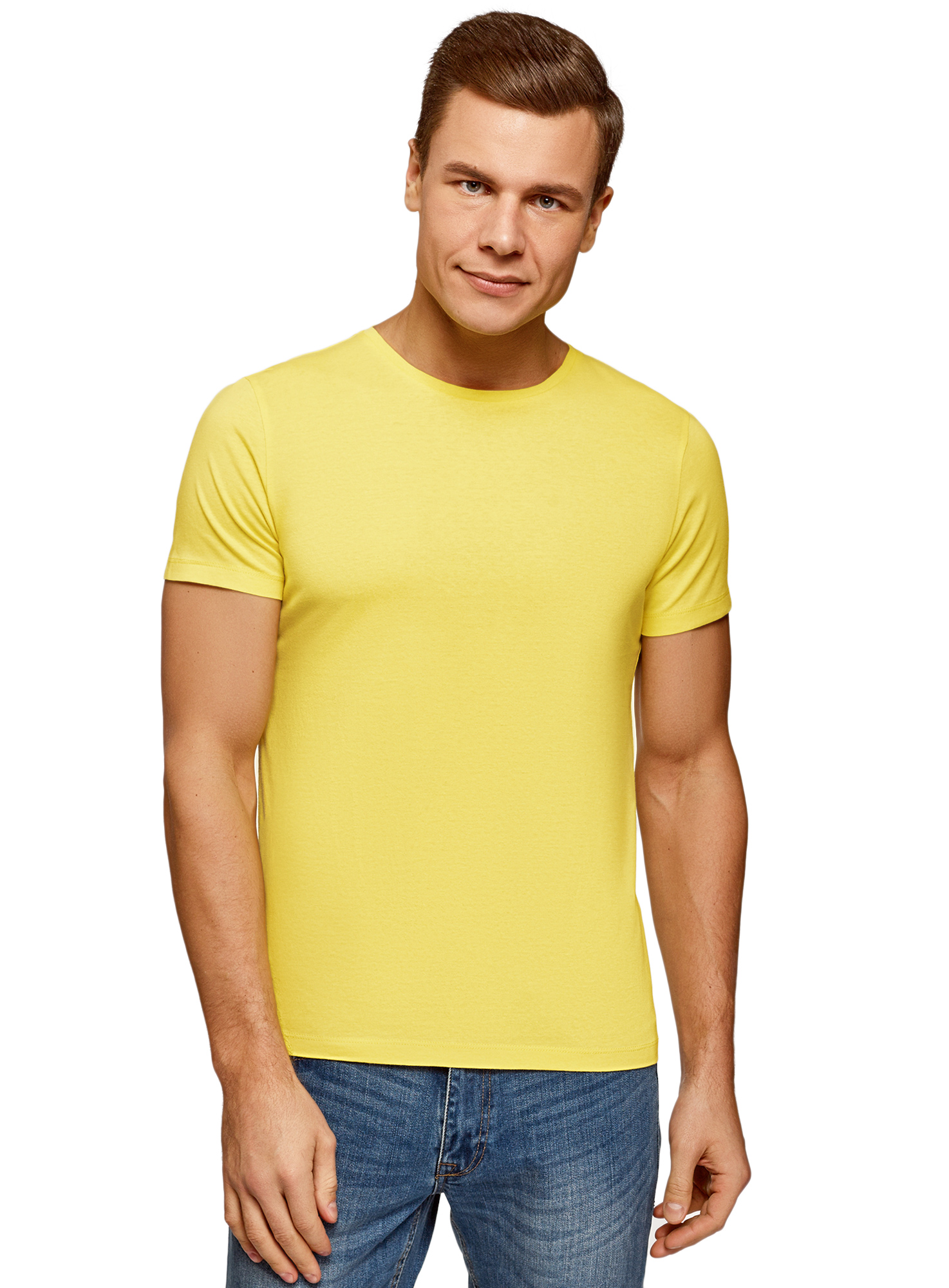 

Футболка мужская oodji 5B621002M желтая 2XL, 5B621002M