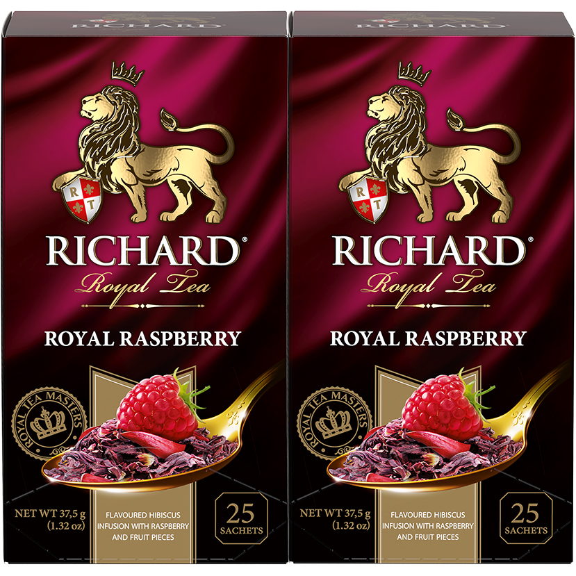 

Чай каркаде Richard Royal Raspberry , с добавками, 25 сашет, 2 упаковки