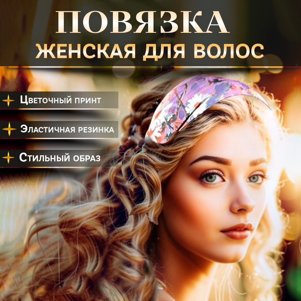 Повязка на голову женская Violet ВИ0000039 фиолетовая фиалка