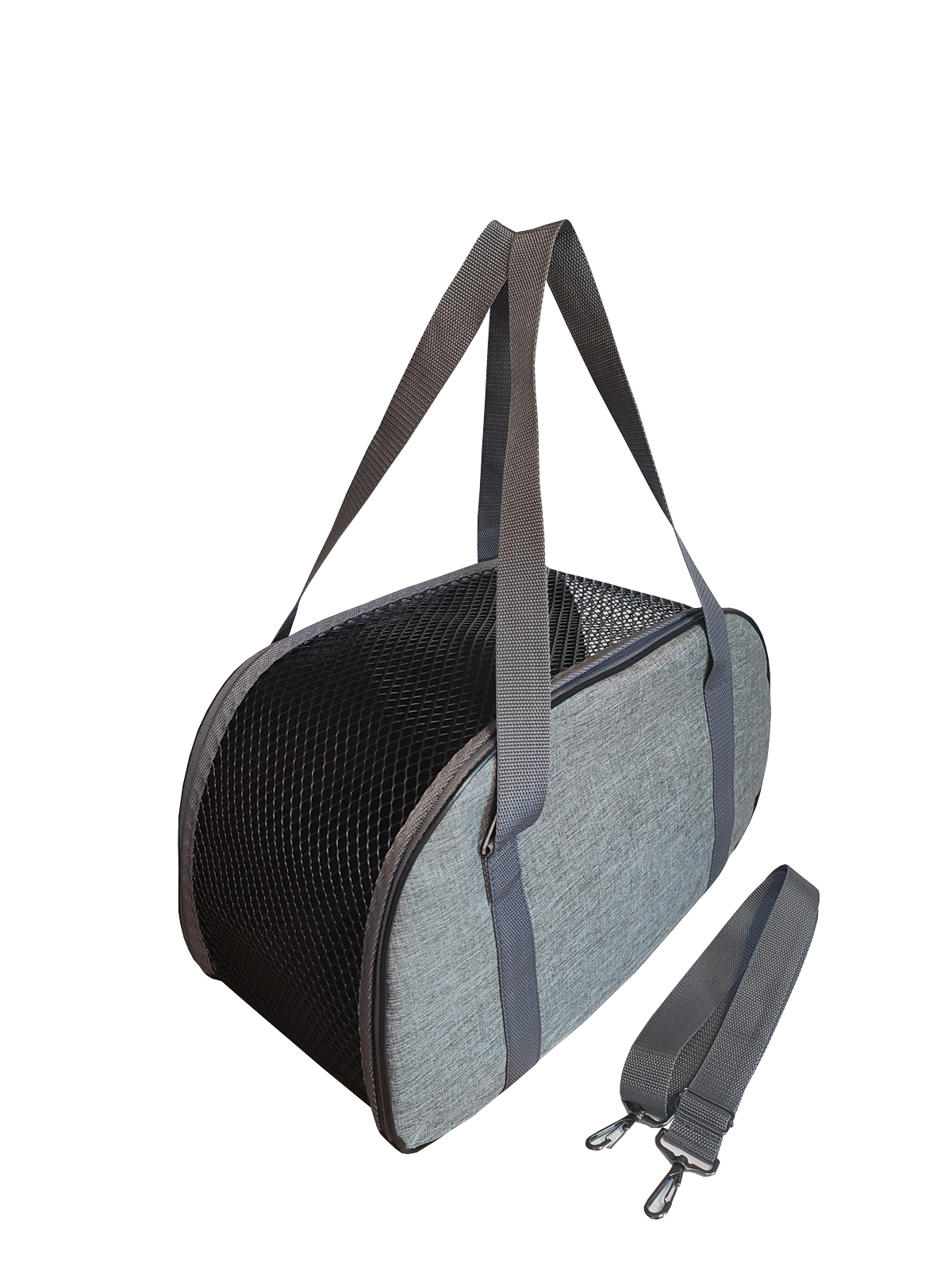 Сумка-переноска для кошек и собак Теремок серый лен нейлон пластик 44х27х24 см 1399₽