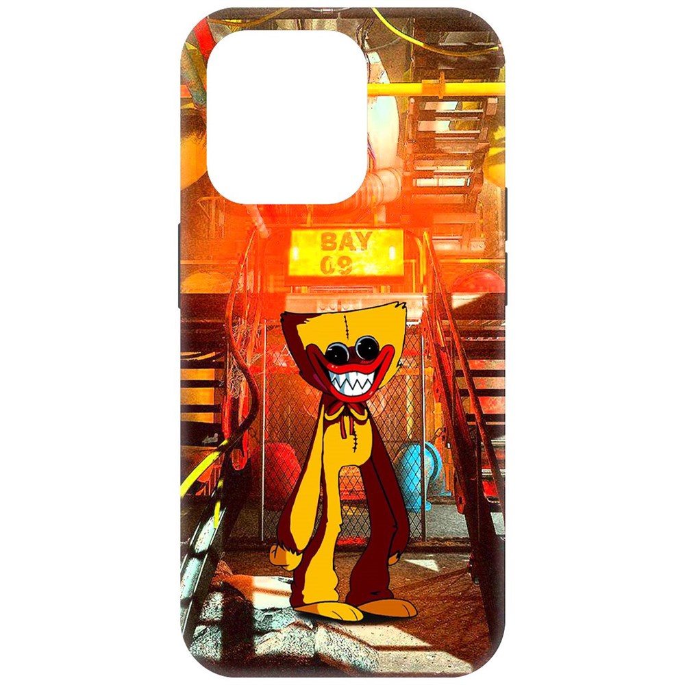 

Чехол-накладка Krutoff Soft Case Хаги Ваги Желтый для iPhone 15 Pro черный