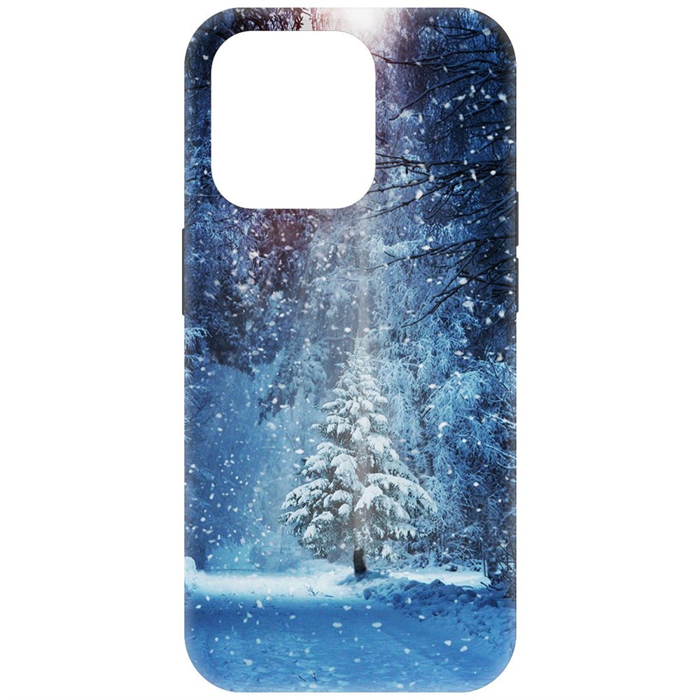 

Чехол-накладка Krutoff Soft Case Лесная ель для iPhone 15 Pro черный