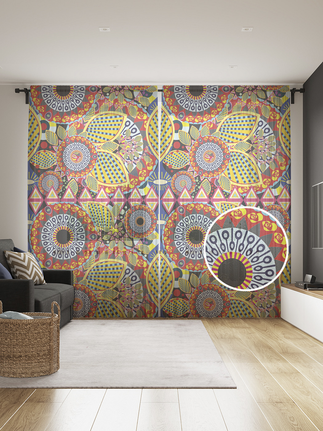 

Фототюль JoyArty "Абстрактные подсолнухи" 145x265см, 2 полотна, лента, 50 крючков, Абстрактные подсолнухи