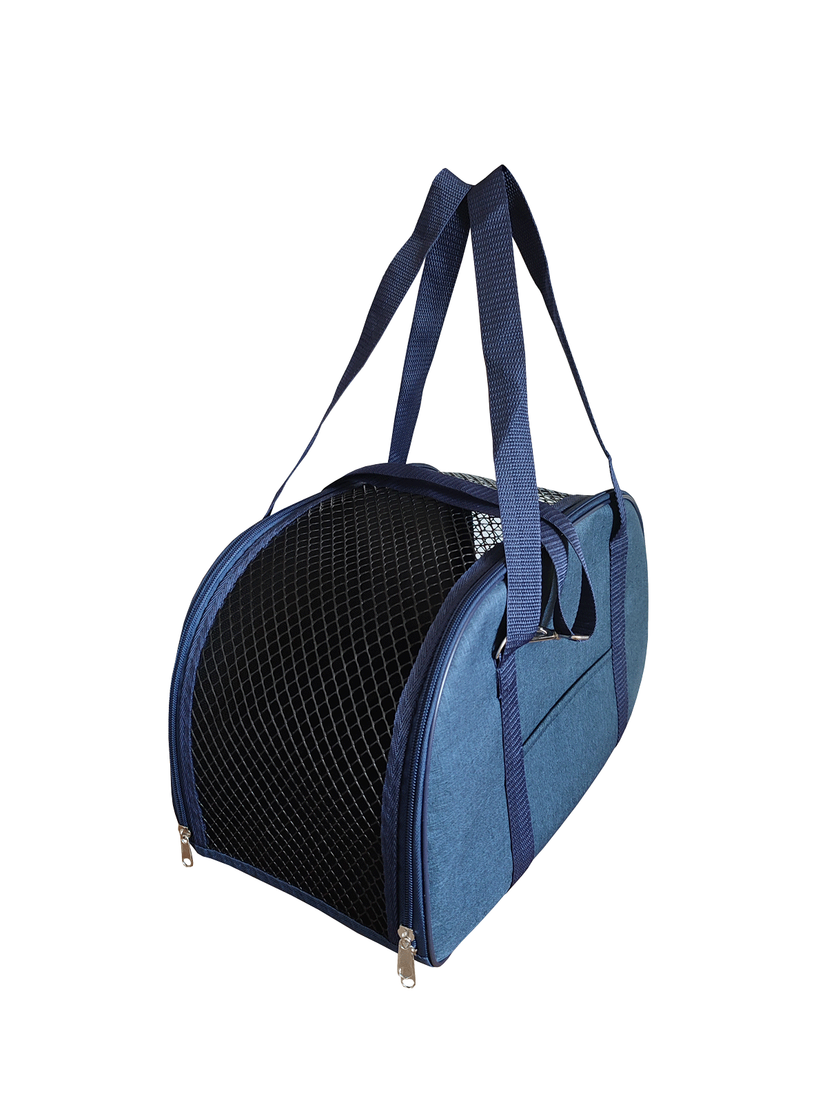 Сумка-переноска для кошек и собак Теремок синий лен нейлон пластик 44х27х24 см 1399₽