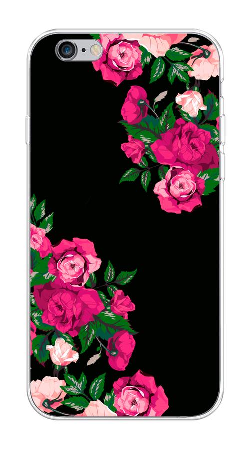 

Чехол на Apple iPhone 6/6S "Розы фуксия", Черный;розовый;зеленый, 10450-1