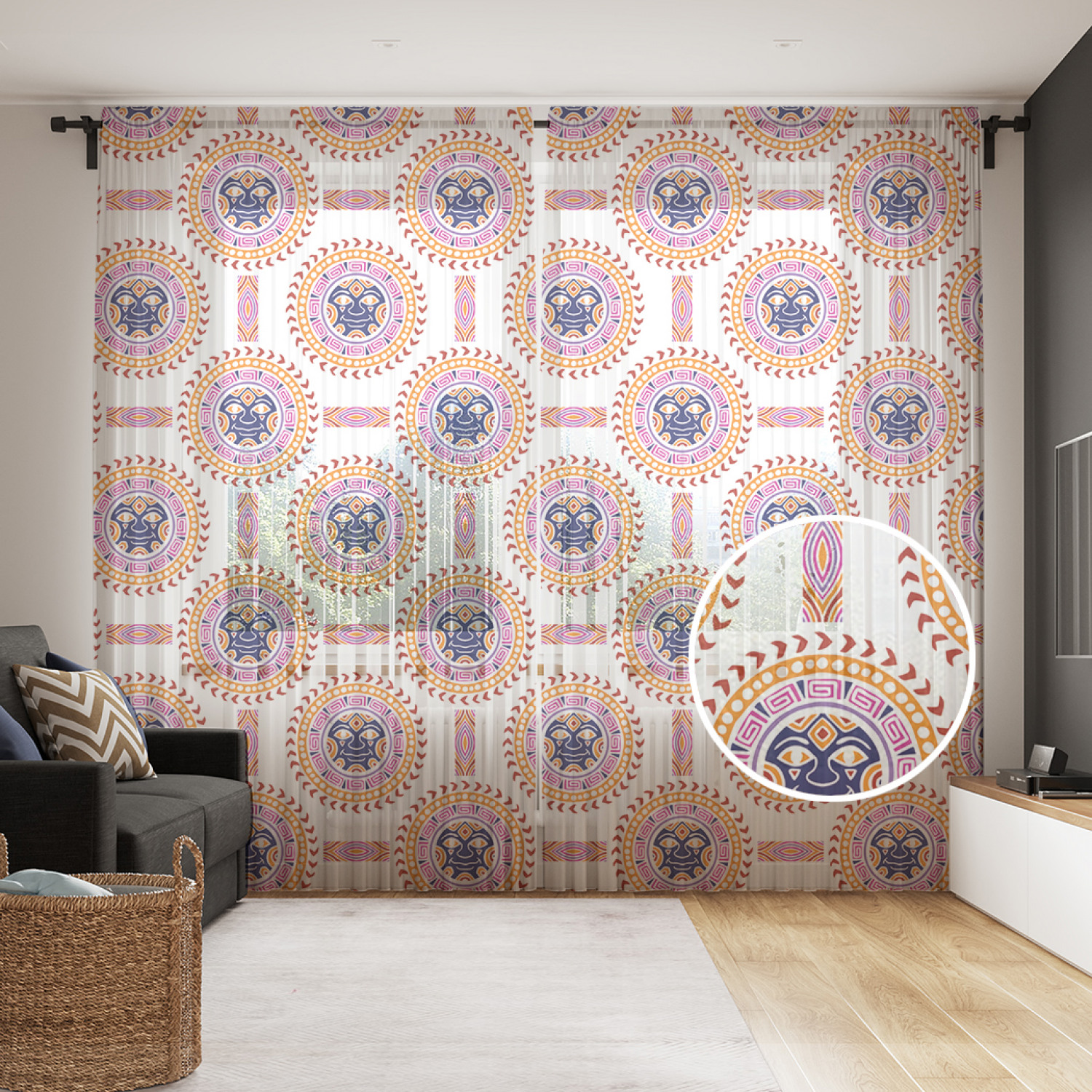 

Шторы и тюль JoyArty Африканский мотив tul_413995_145x265, Этническое солнце