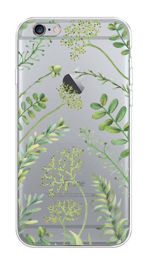 

Чехол на Apple iPhone 6/6S "Green Leaves", Зеленый;прозрачный, 10450-1