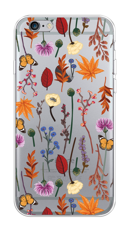 

Чехол на Apple iPhone 6/6S "Orange Purple flowers", Оранжевый;красный;розовый;желтый;прозрачный, 10450-1