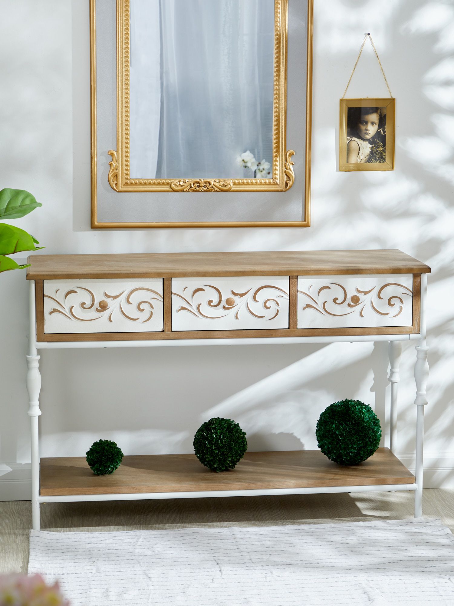 

Консоль Glasar 57-307 с ящиками и полкой 120х40х80см