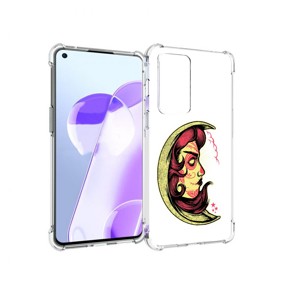

Чехол MyPads Tocco для OnePlus 9RT желтый полумесяц с лицом девушки (PT172016.131.346), Прозрачный, Tocco