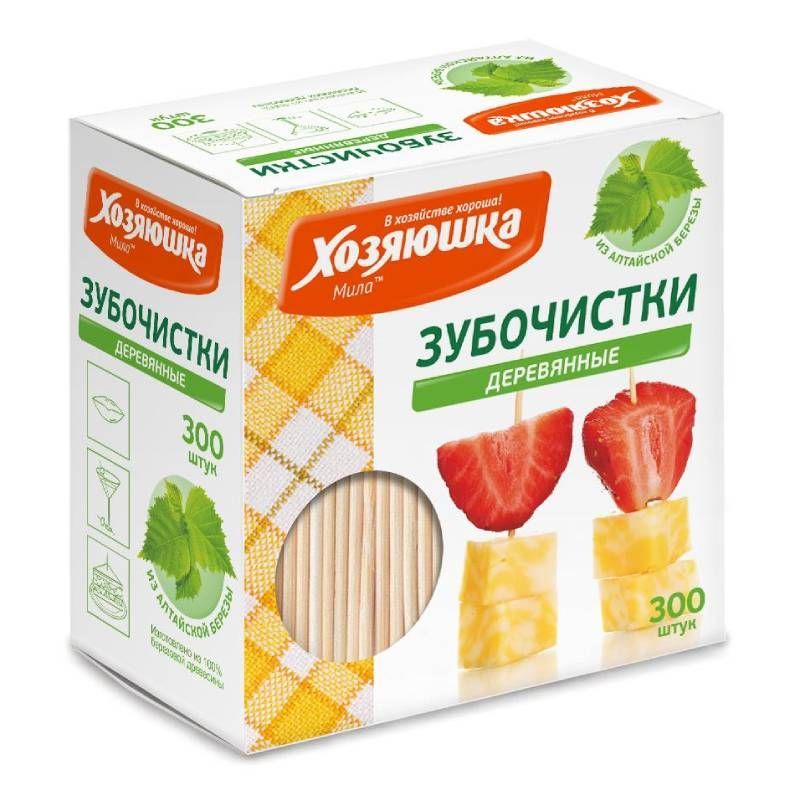 

Зубочистки Хозяюшка Мила деревянные 300 шт