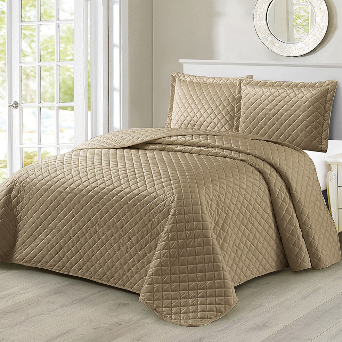 фото Покрывало 220*240 браво + 2нав 50*70 м2004 коричневый 7008-07 bravo