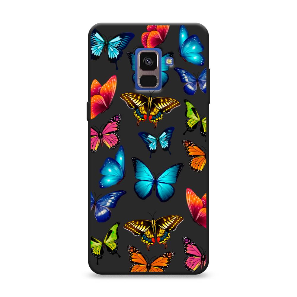 

Матовый силиконовый чехол "Разные бабочки" на Samsung Galaxy A8 2018, Разные бабочки