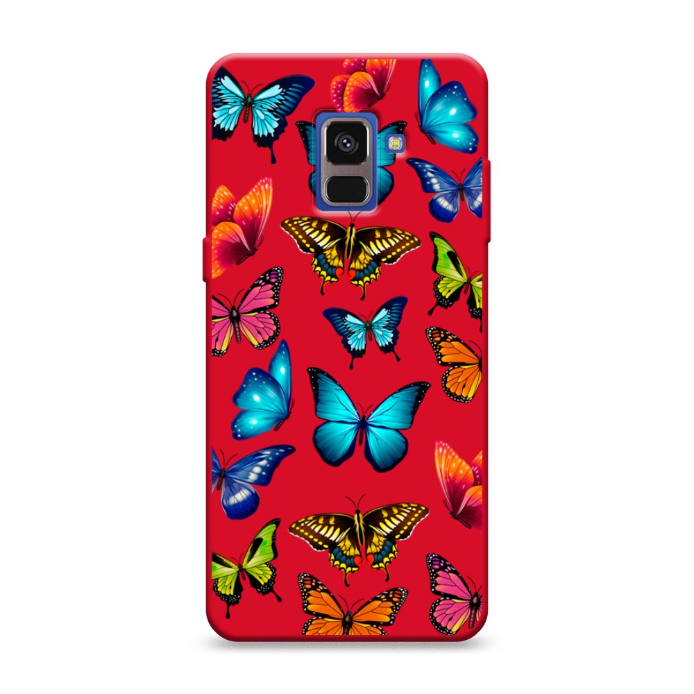 

Матовый силиконовый чехол "Разные бабочки" на Samsung Galaxy A8 2018, Разные бабочки