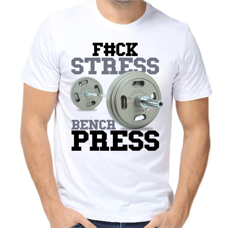 

Футболка мужская белая 44 р-р fuck stress bench press, Белый, fm_fuck_stress