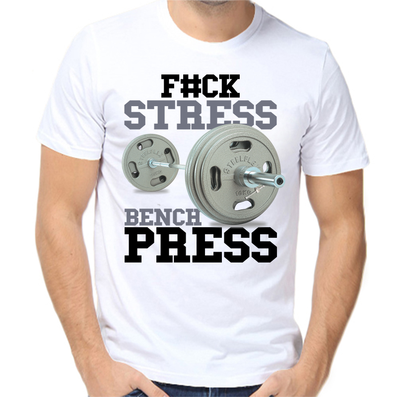 

Футболка мужская белая 50 р-р fuck stress bench press, Белый, fm_fuck_stress