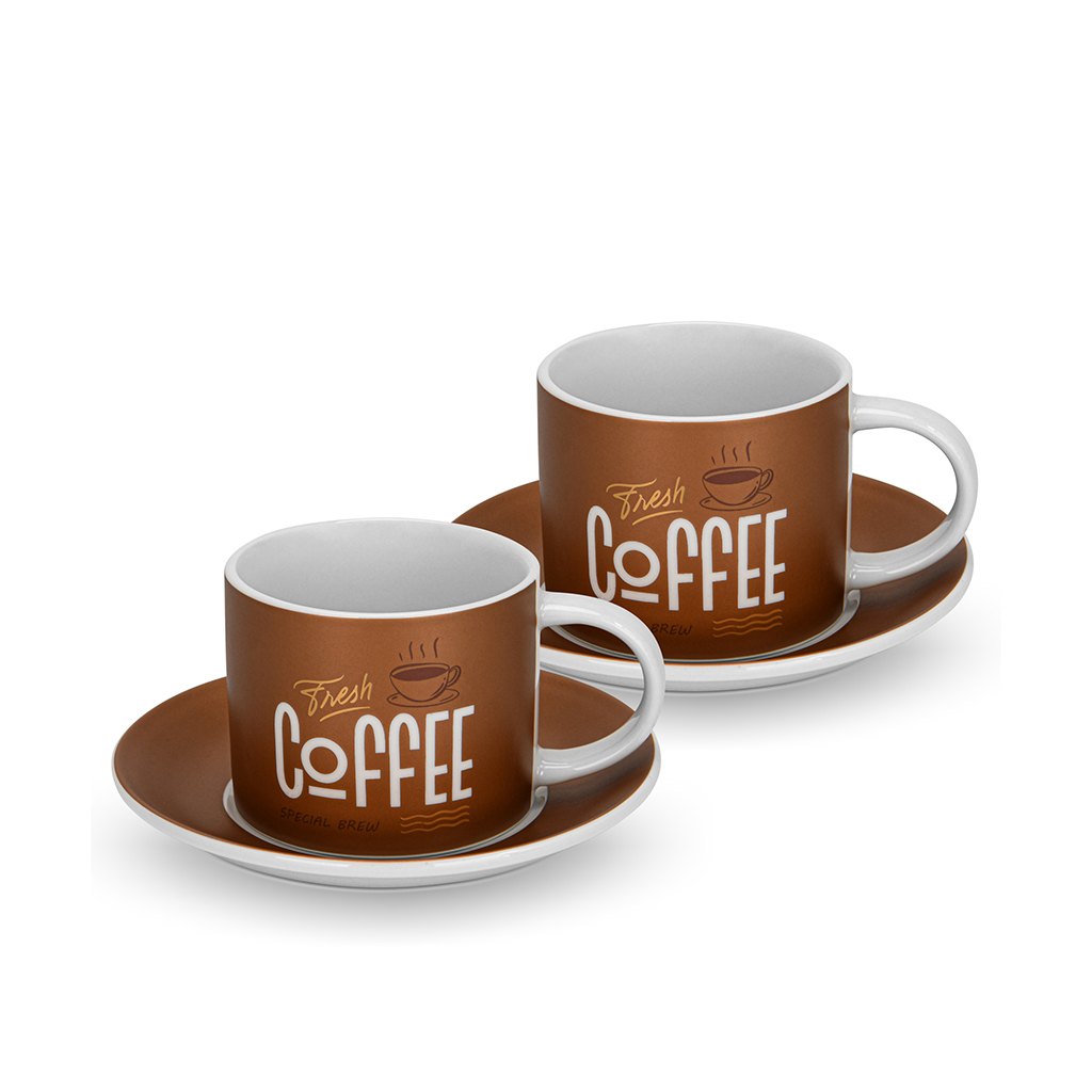 

Кофейные чашки с блюдцами 240 мл / 4 пр. Fresh coffee (фарфор), Коричневый