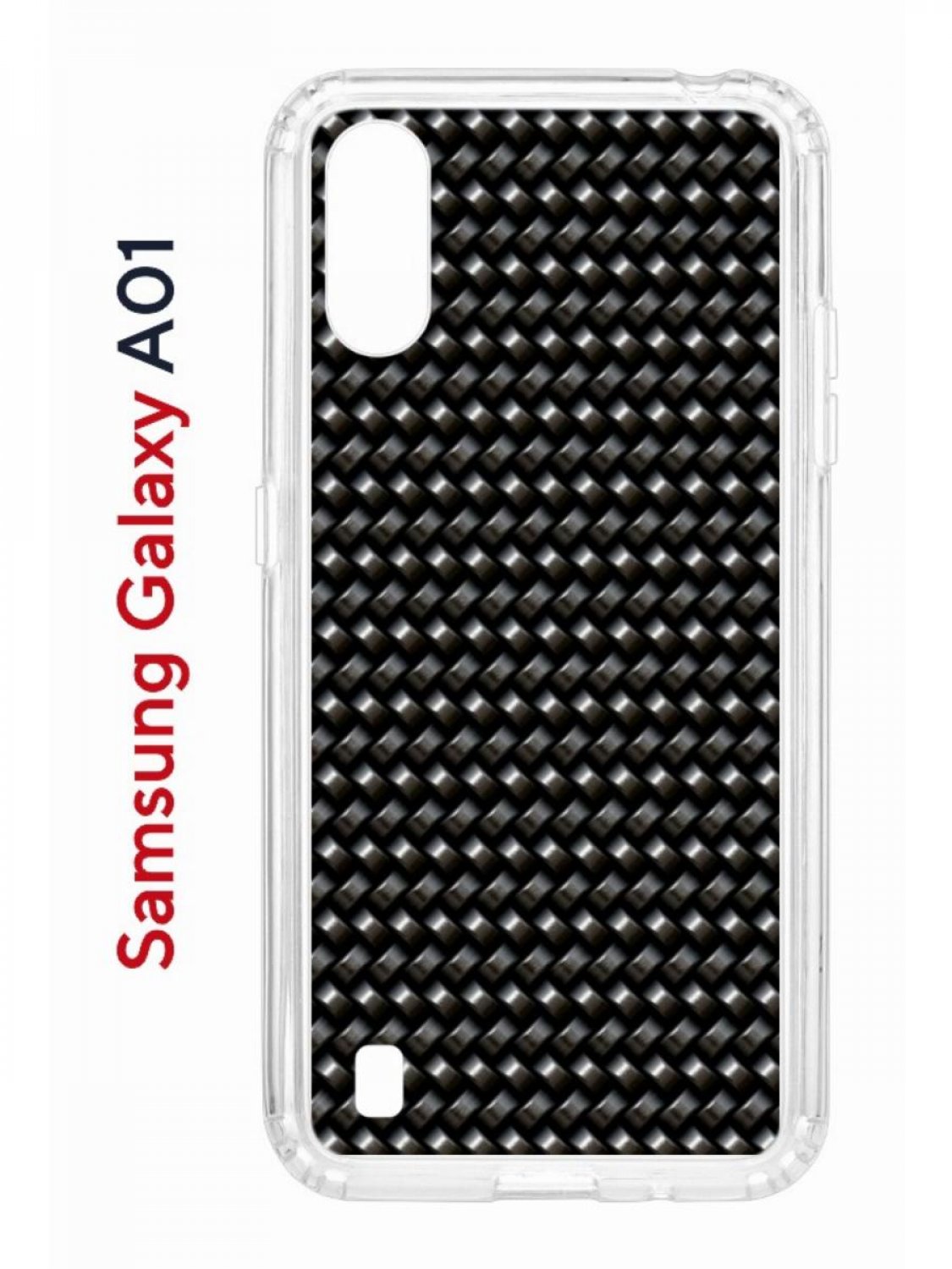 Чехол на Samsung Galaxy A01/A015 с принтом Kruche Print Карбон, противоударный бампер