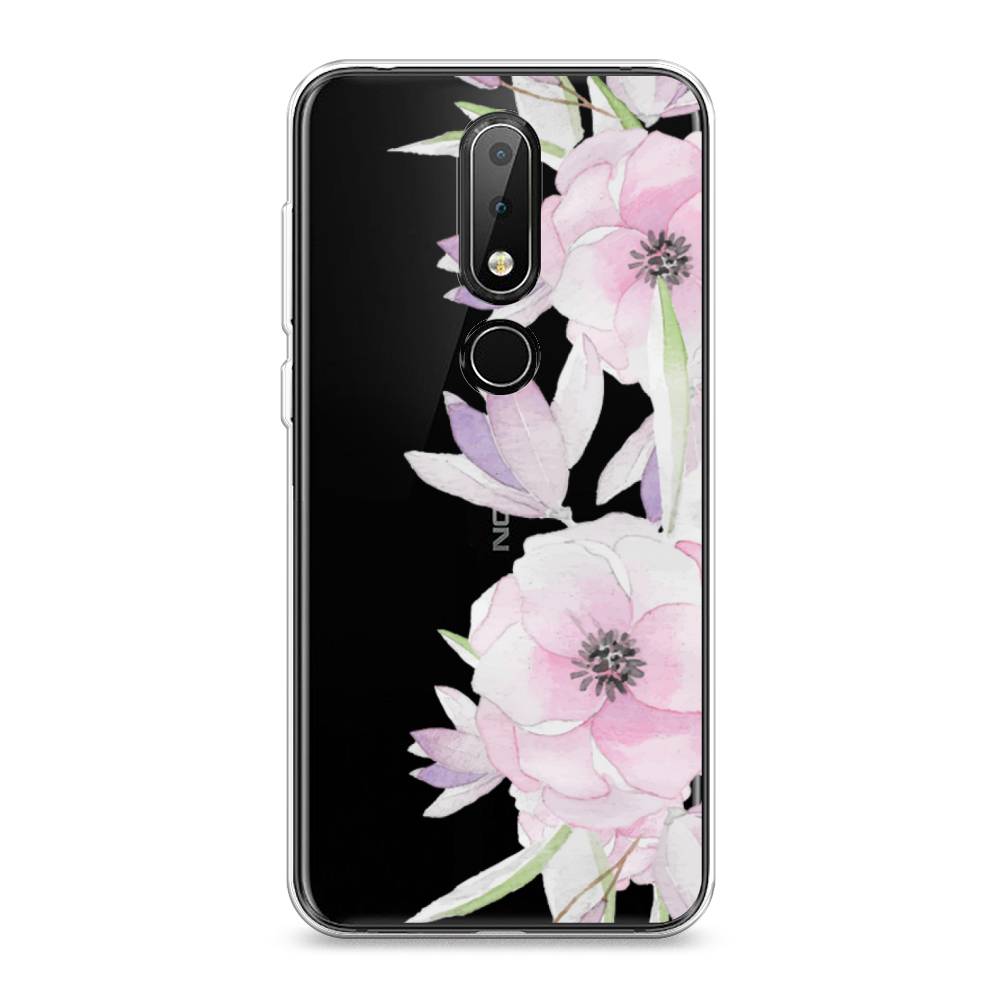 

Чехол Awog на Nokia X6 2018 / Нокиа X6 2018 "Нежные анемоны", Розовый;черный;фиолетовый, 121450-8