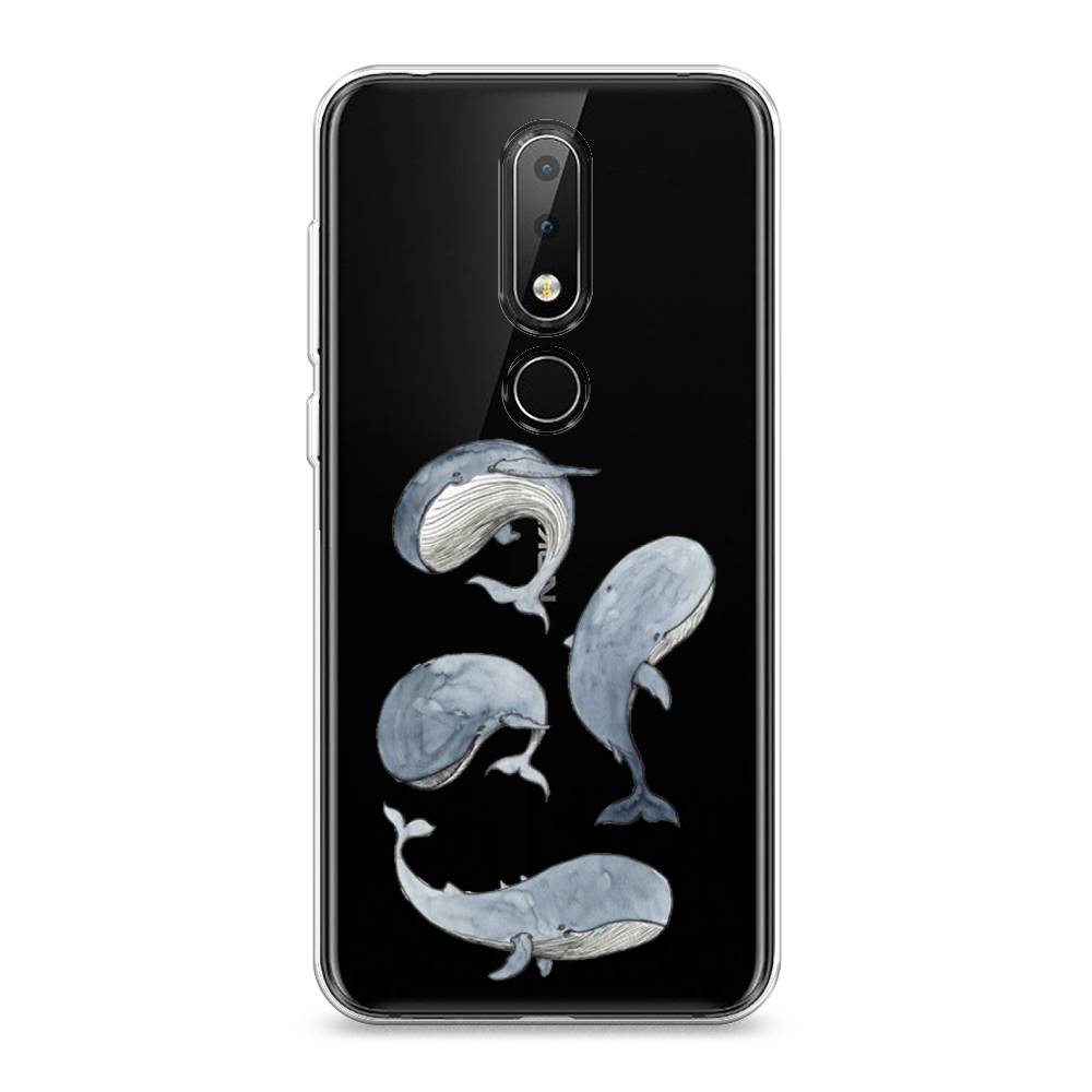 

Чехол Awog на Nokia X6 2018 / Нокиа X6 2018 "Киты", Белый;прозрачный;голубой, 121450-1