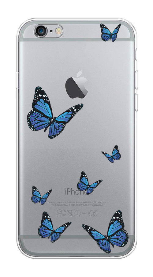 

Чехол на Apple iPhone 6/6S "Blue butterflies", Синий;черный, 10450-1