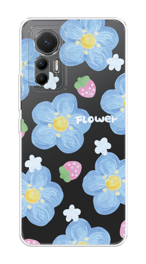 

Чехол на Xiaomi 12 Lite "Цветы и клубники", Прозрачный;голубой;белый, 315050-1