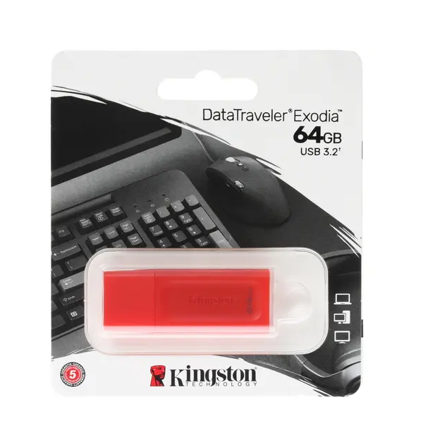 

Флэш диск Kingston DataTraveler Exodia 64GB USB3.2 Red (KC-U2G64-7GR), DataTraveler Exodia 64GB USB3.2 Red (KC-U2G64-7GR)