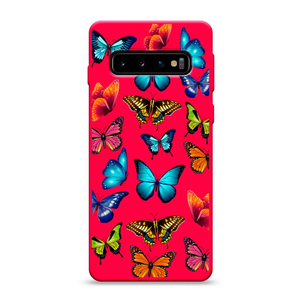 

Матовый силиконовый чехол "Разные бабочки" на Samsung Galaxy S10, Разные бабочки