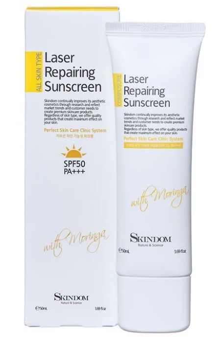 фото Крем с морингой для лица skindom laser repaing sunscreen with moringa 50 мл