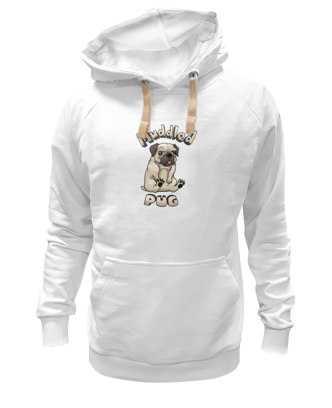 

Худи унисекс Printio Muddled pug белое M, Белый, Muddled pug