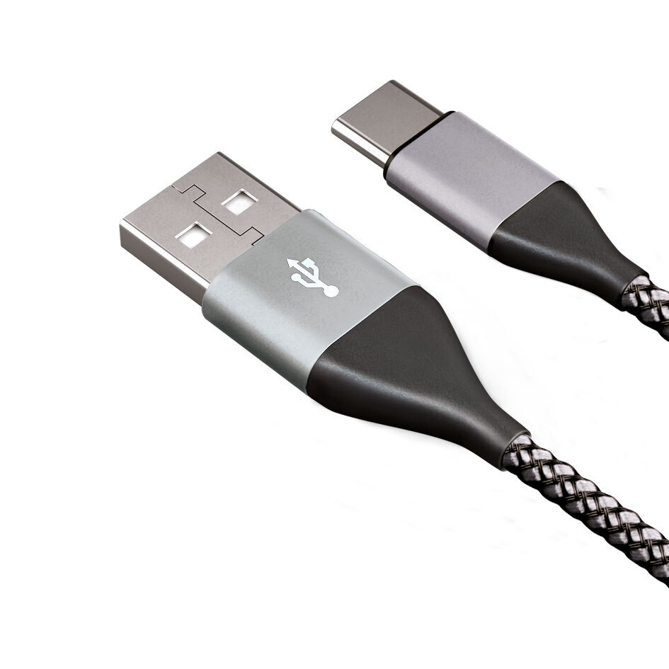 Кабель USB-Type C Akai CE-464S, 2.1A, 1м, серебристый, нейлон