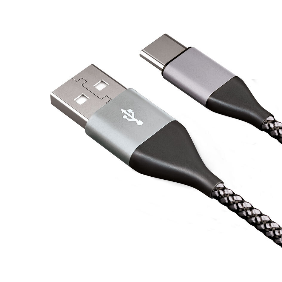 фото Кабель usb-type c akai ce-464s, 2.1a, 1м, серебристый, нейлон