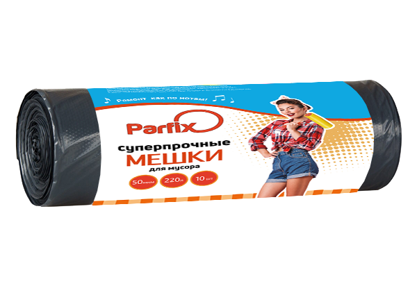 

Пакеты для мусора PARFIX 220 л 82x115 см 10 шт черный 50 мкм