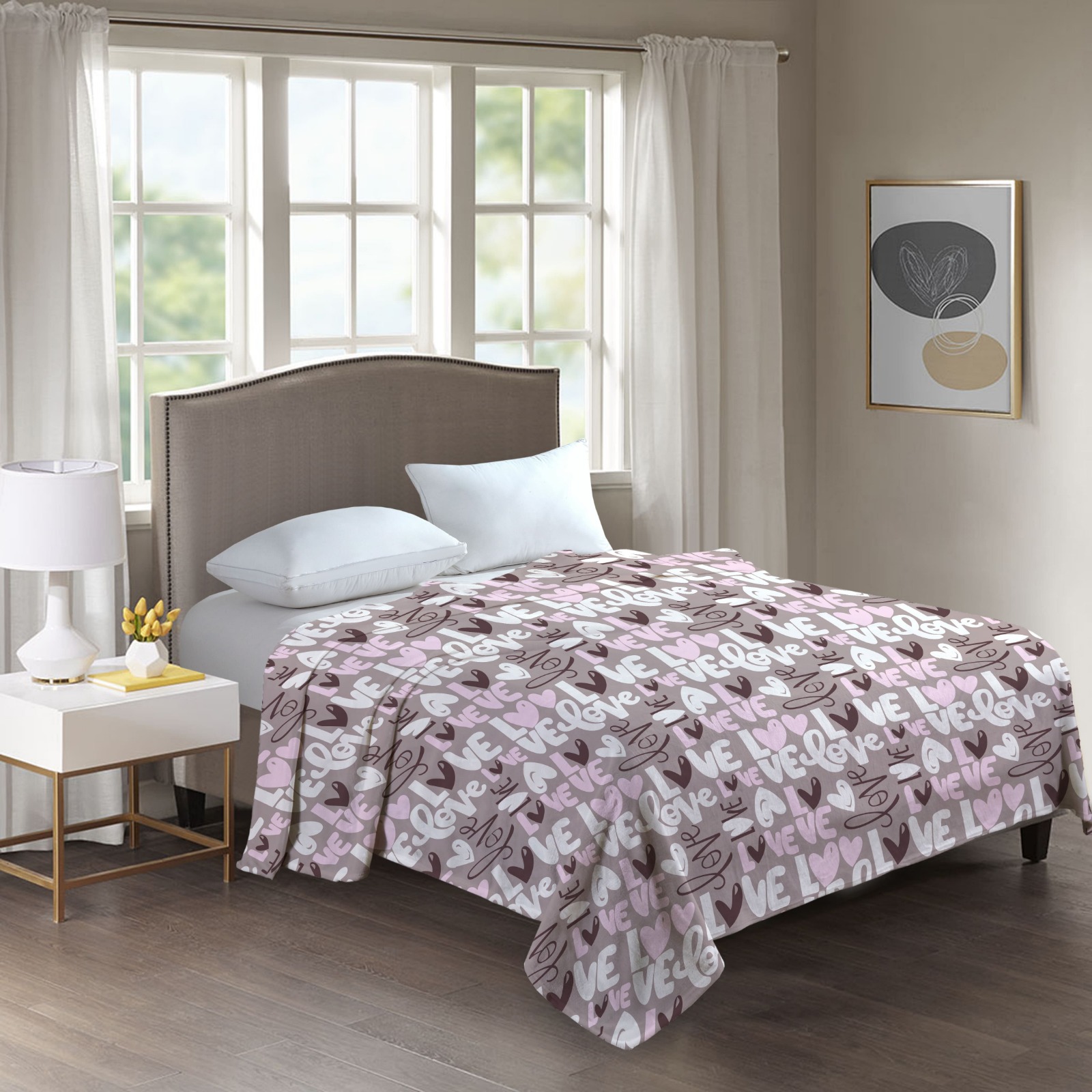 Плед Краски Мира Textile 100х150 см сердца на кровать и диван коляску плюшевый