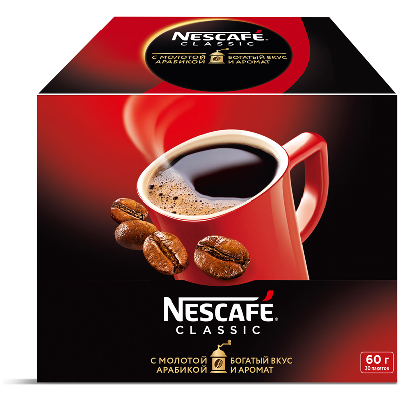 Кофе растворимый Nescafe Classic в пакетиках 2 г, 10 упаковок по 30 шт