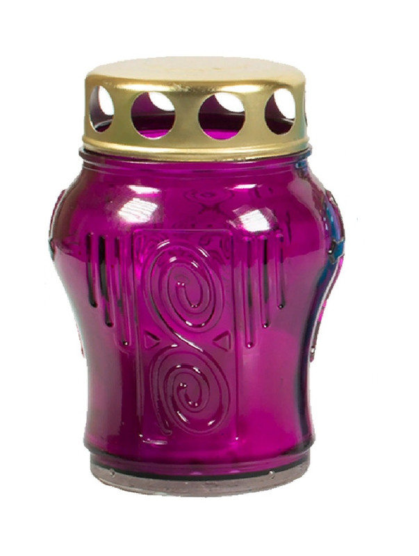 Лампада COSY Вензель стеклянная заливная с крышкой h-11 см фиолетовая D-140