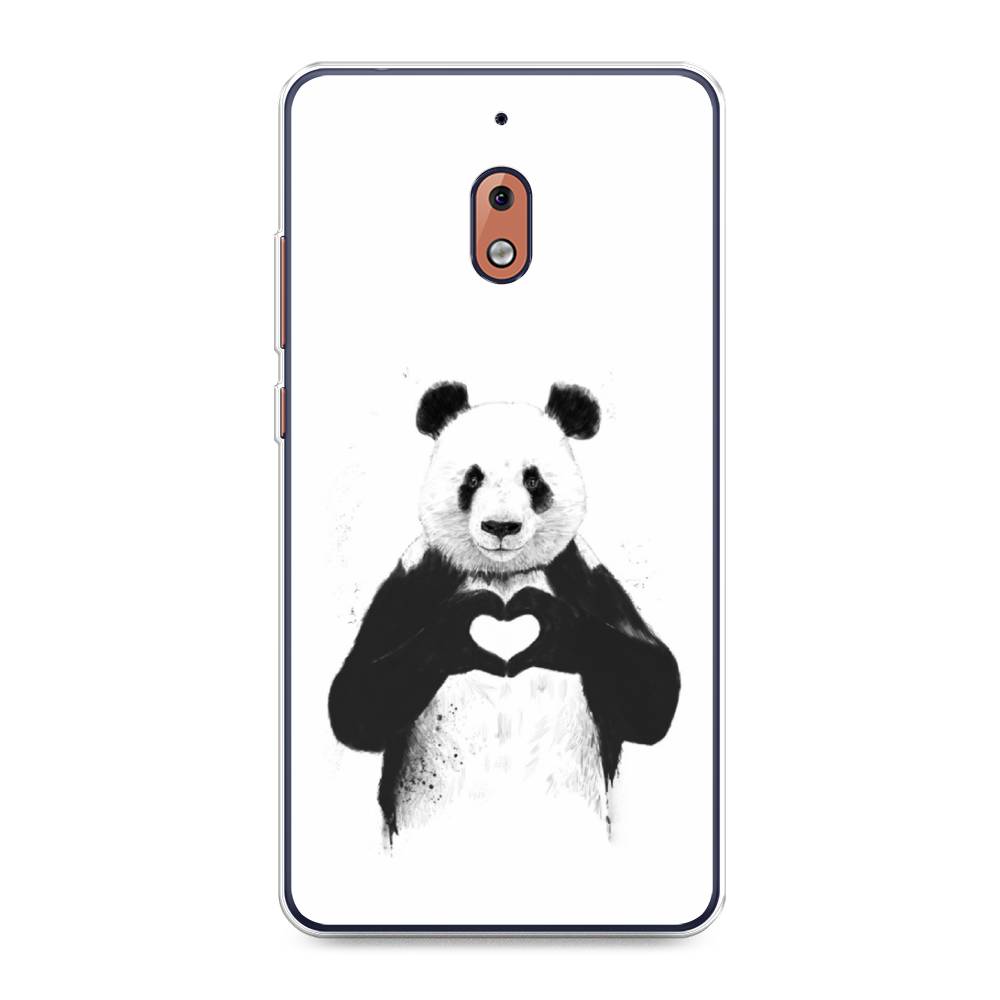 

Чехол Awog на Nokia 2.1 / Нокиа 2.1 "Панда love", Серебристый, 121550-10