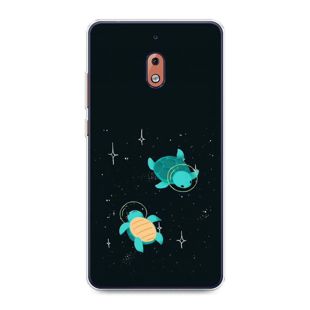 

Чехол Awog на Nokia 2.1 / Нокиа 2.1 "Черепашки космонавты", Черный;синий, 121550-4